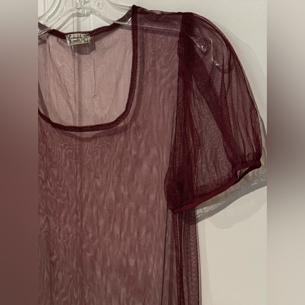Free People Intimately Sheer Midi Slip Small Burgundy - Picture 8 of 9